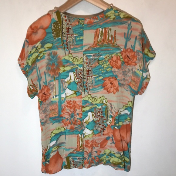 A.C. Sport southwestern floral cactus blouse - Picture 2 of 6